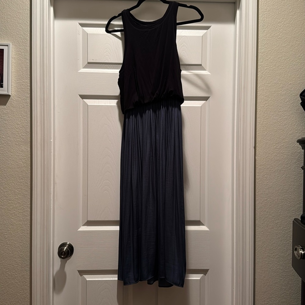 Loft two tone dress. Size S. Flattering black and a blue/grey bottom